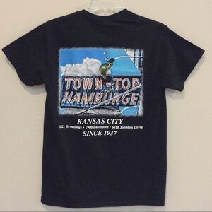 Kansas City Town Topic Tee Black Knit Graphic T-shirt Unisex Sz Small KC